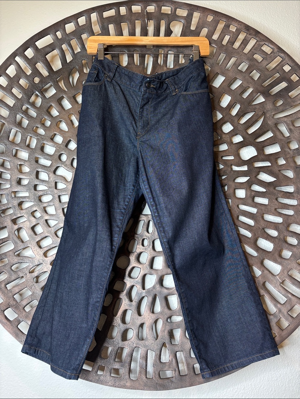 💙 LOFT Modern Crop Wide Leg Jeans Women’s 16/33 Dark Wash Stretch Denim 💙